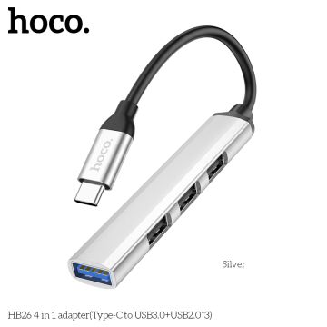 Type-C  Хъб Hoco HB26 USB3.0+USB2.0*3