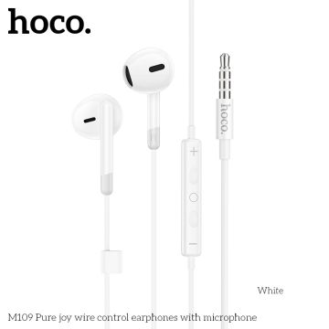 Hoco M109 Pure Слушалки с кабел 3.5 мм  с микрофон  (Бял)