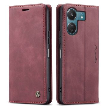 CaseMe Елегантен Луксозен Калъф Тип Тефтер За Xiaomi Redmi 13C , Xiaomi Poco C65 - Burgundy
