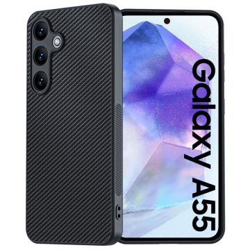 Силиконов Кейс Carbon Fiber за Samsung Galaxy A55 5G - черен
