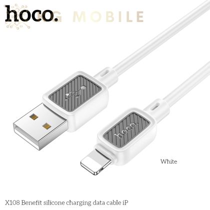 HOCO кабел X108, 3A. USB към Lightning  (1M) (Бял)