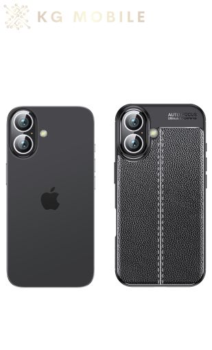 Силиконов Кейс Litchi Texture за  iPhone 16 - Black