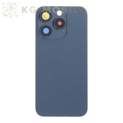 Заден капак за iPhone 15 Pro оборудван + стъкло камера + метална пластина / Blue Titanium / OEM 