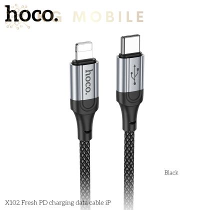 HOCO Кабел “X102 Fresh” PD27W Type-C към Lightning (1M) - Черен