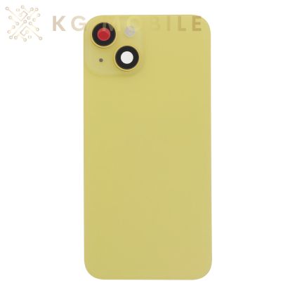 Заден капак  за iphone 14 оборудван + стъкло камера + метална пластина + светкавица - жълт, yellow / OEM 