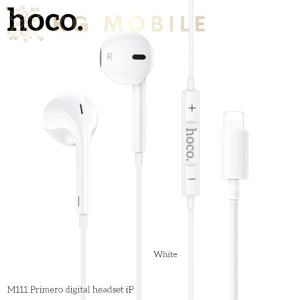 Hoco M111 Слушалки с кабел Lightning с микрофон  (Бял)