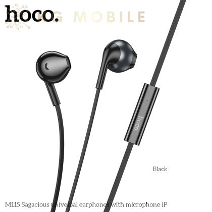 Hoco M115 Слушалки с кабел Type-C с микрофон  (черни)