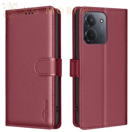 Leather Калъф Тип Тефтер За Redmi 15C 5G / 4G EU 173mm / Poco C85 5G - червен