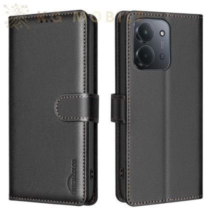 Leather Калъф Тип Тефтер За Redmi 15C 5G / 4G EU 173mm / Poco C85 5G - черен