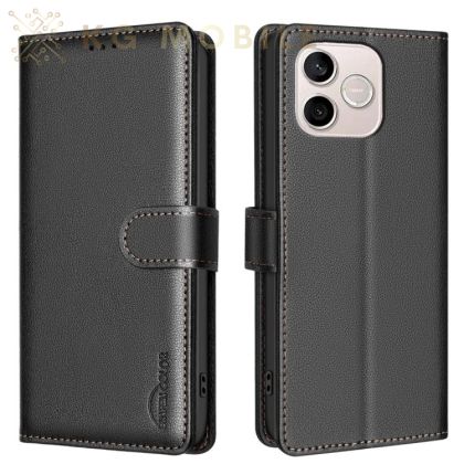 Leather Калъф Тип Тефтер За Honor 600 Lite - черен
