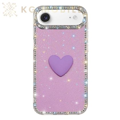 Кейс Love Heart за iPhone Air - лилав с блясък