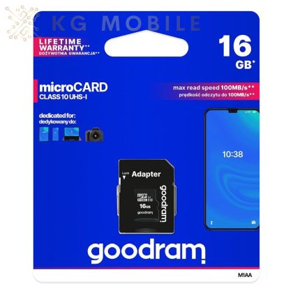 Micro SD Памет GOODRAM microSD SD 16GB CLASS 10 UHS I 100MB/s