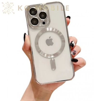 Силиконов Кейс Luxury Case with Magsafe iPhone 14 PRO - Silver