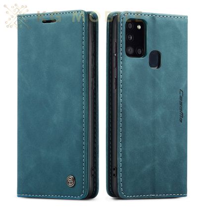 CaseMe Елегантен Луксозен Калъф Тип Тефтер За Samsung Galaxy A21s - синьо
