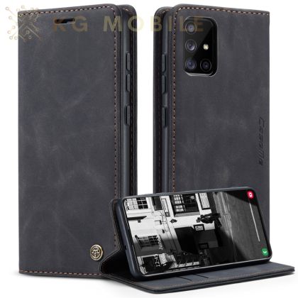 CaseMe Елегантен Луксозен Калъф Тип Тефтер За Samsung Galaxy A51 - черно