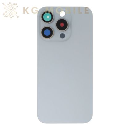 Заден капак за iphone 15 Pro оборудван + стъкло камера + метална пластина - White Titanium