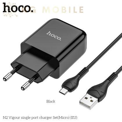 Зарядно устройство HOCO N2 Vigour ,  2A , 1 X USB , Кабел Micro - черно