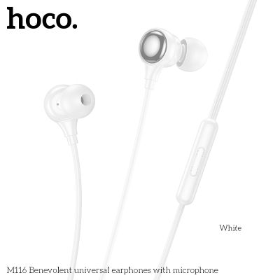 Hoco M116 Слушалки с кабел 3.5 мм с микрофон  (Бял)