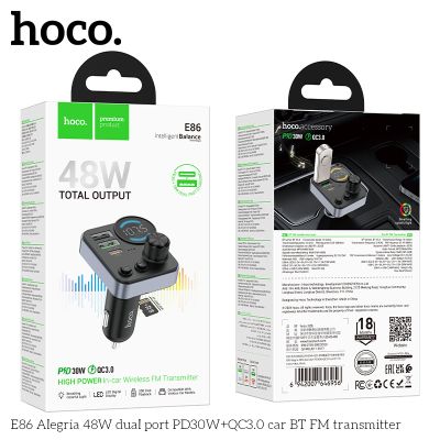FM Трансмитер Hoco E86 , Зареждане 48 W, PD30W + QC3.0