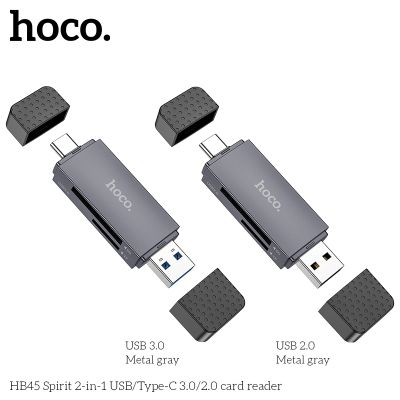 HOCO “HB45 Spirit” Четец на карти 2в1 USB-A USB-C 3.0 5Gbps