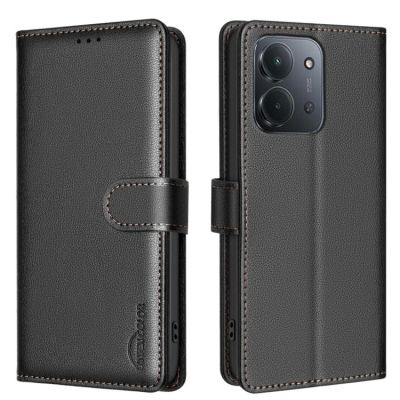 Leather Калъф Тип Тефтер За Redmi 15C 5G / 4G EU 173mm / Poco C85 5G - черен