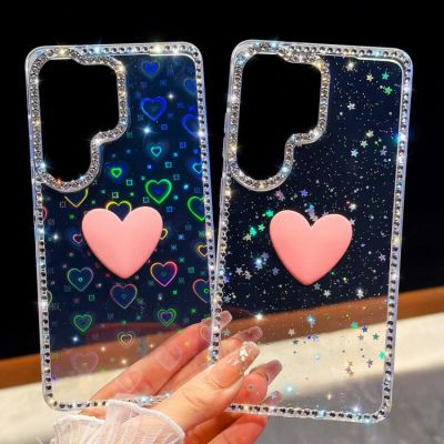 Кейс Love Heart за Samsung Galaxy A56 5G - лилав с блясък