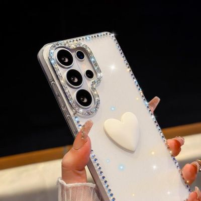 Кейс Love Heart за Samsung Galaxy A17 - лилав с блясък