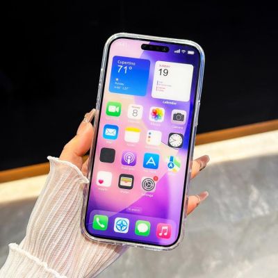 Кейс Love Heart за iPhone 13 / 14 - розов с блясък